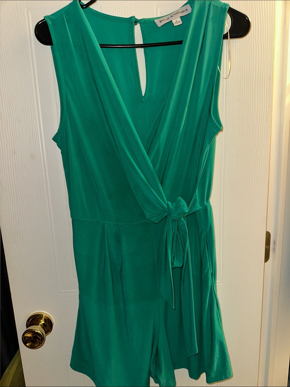 Emma & Michele Emerald Green Sleeveless Wrap Romper